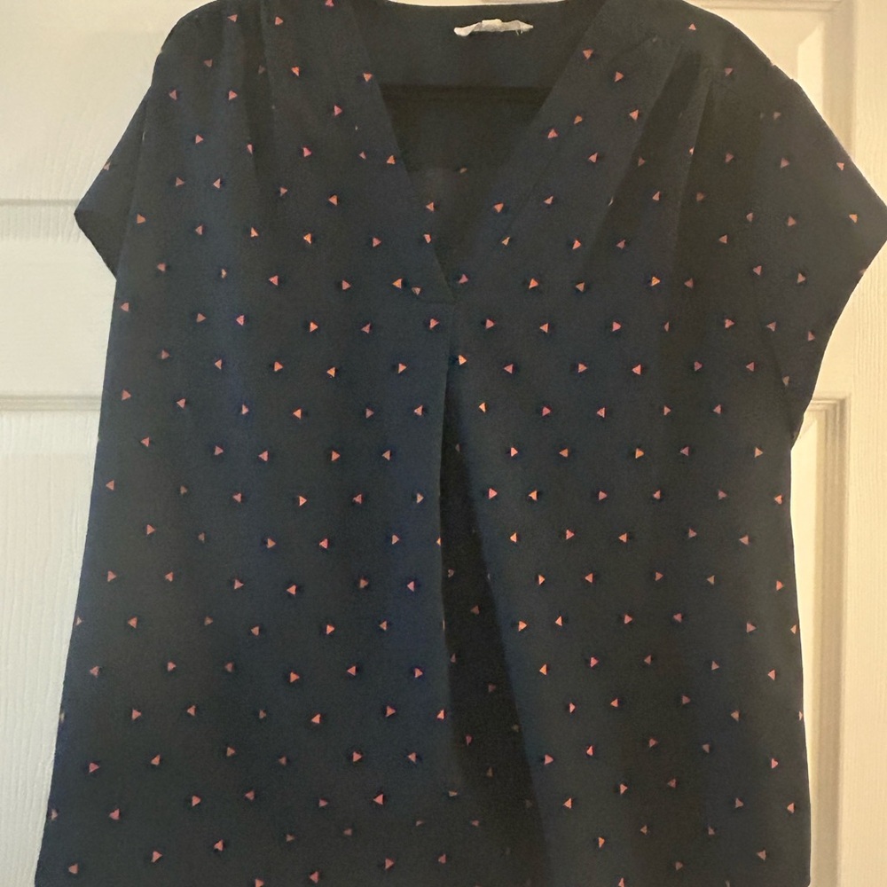 Fun 2 Fun Navy and Pink Patterned Blouse